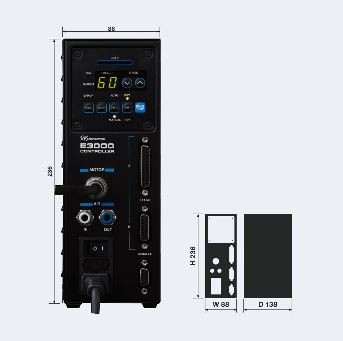E3000 CONTROLLER サイズ画像
